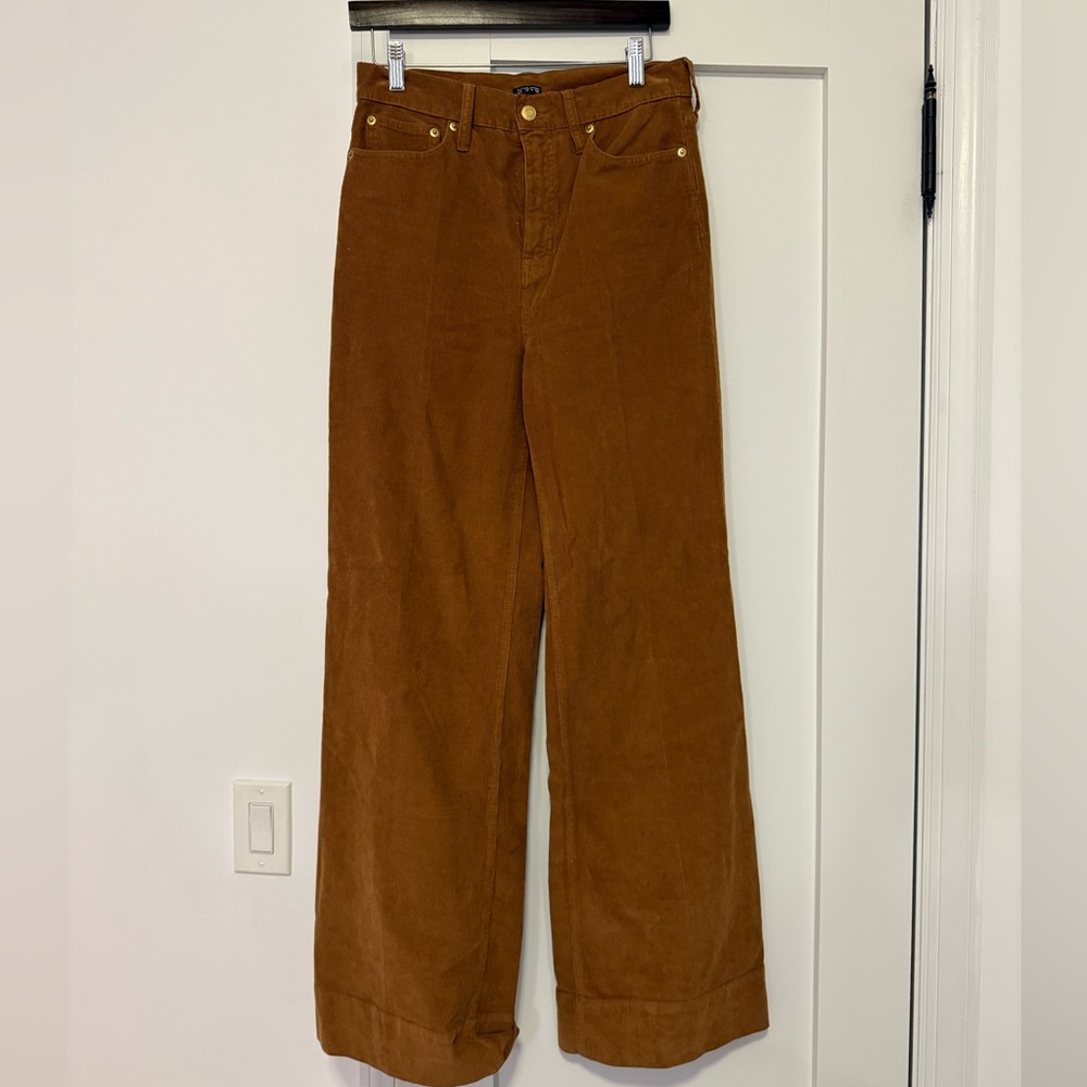 J. Crew wide leg corduroy trouser in rich coffee